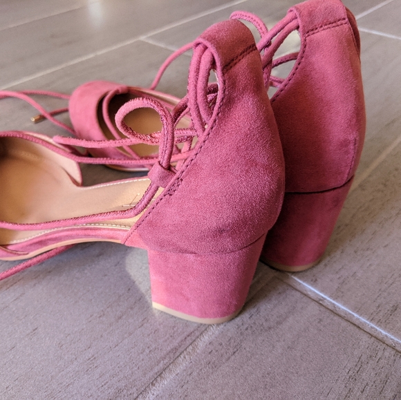 LOFT Pink Lace Up Pumps - Block Heels - 6.5 - Picture 6 of 6
